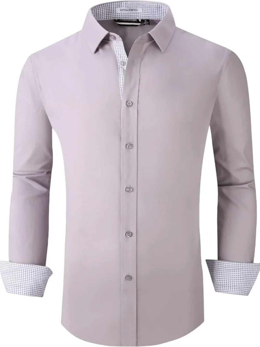 Men's Regular Fit Long Sleeve Stretch Dress Shirt - Comfortable & Stylish